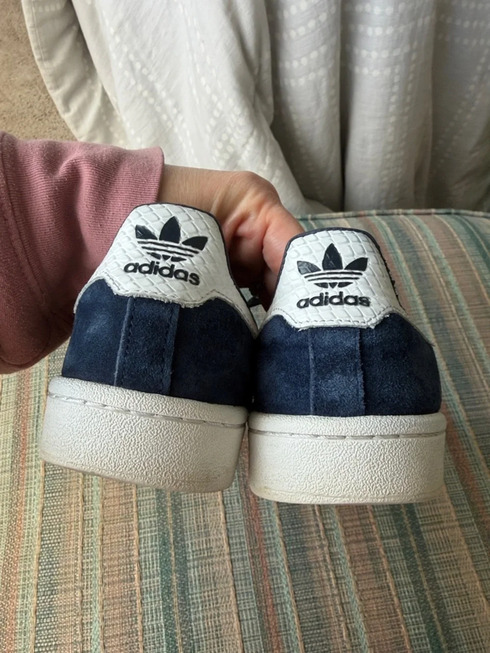 adidas Navy Suede Sneakers with White Stripes - Picture 4 of 4
